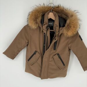 Mackage Brown/tan/camel Kids Puffer Jacket with Fur Hood